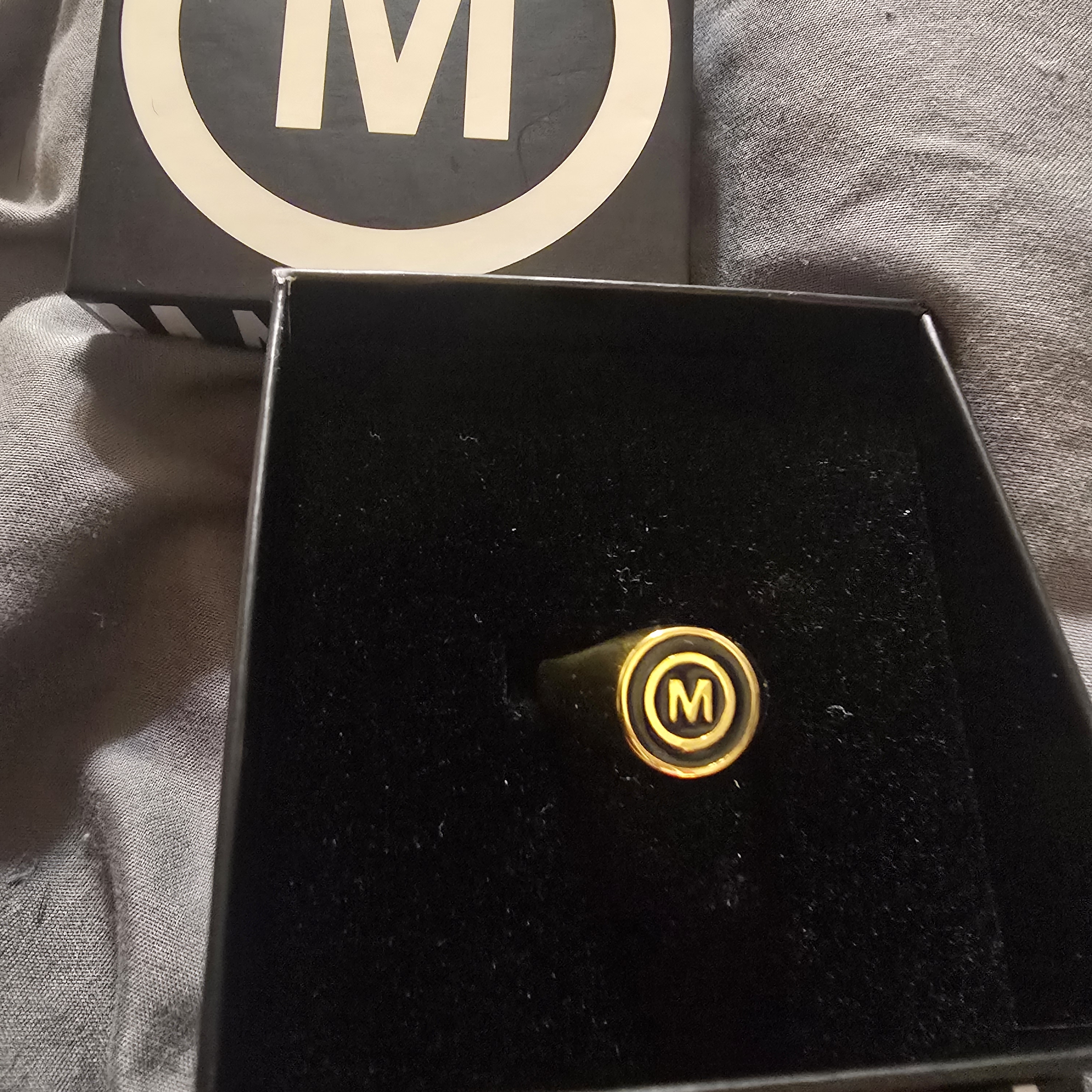 Market Onyx Gold Plated Unisex Ring